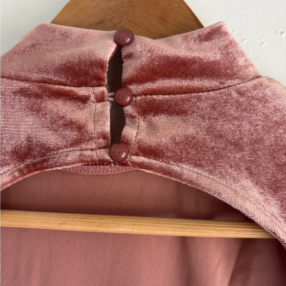 Backless Velvet Formal Bodycon Maxi Dress Apricot Pink - Picture 4 of 5